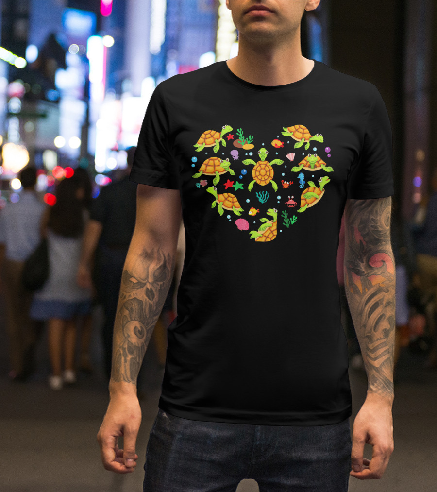 Heart-Shaped Turtle Valentine Celebration Ocean Creatures T-Shirt