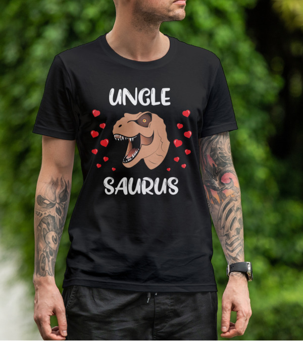 Uncle Saurus Valentine's Dinosaur With Hearts T-Shirt