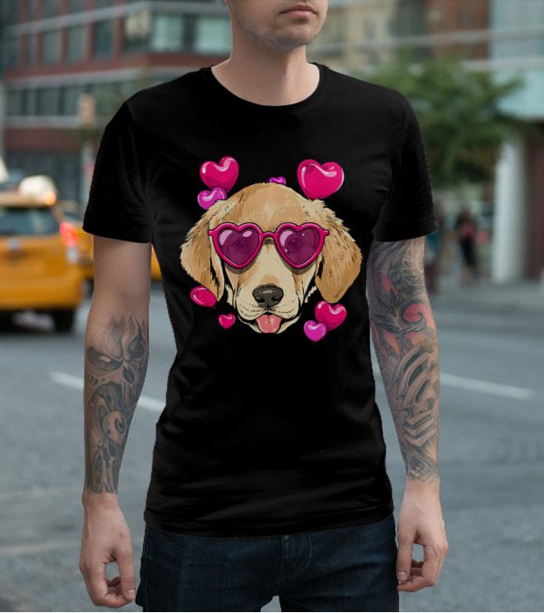 Labrador Retriever Heart Sunglasses Valentines Day Hearts T-Shirt