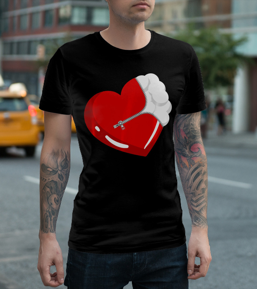 Lacrosse Ball Heart with Zipper Valentines T-Shirt