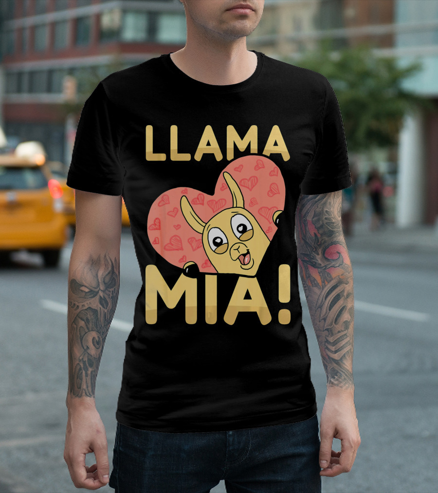 Llama Mia Love Heart Valentine's Day T-Shirt