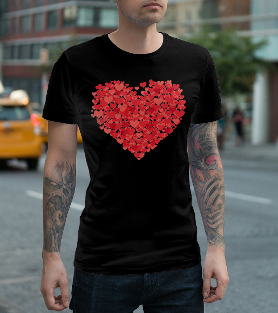 Lots of Hearts Valentine's Day Heart in Many Shades of Red T-Shirt