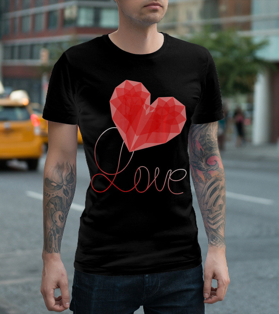 Love Heart Valentin Geometric T-Shirt