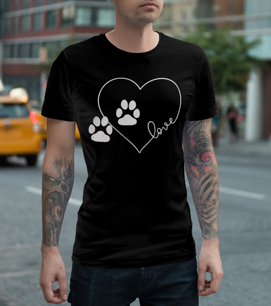 Love Paw Prints Heart T-Shirt