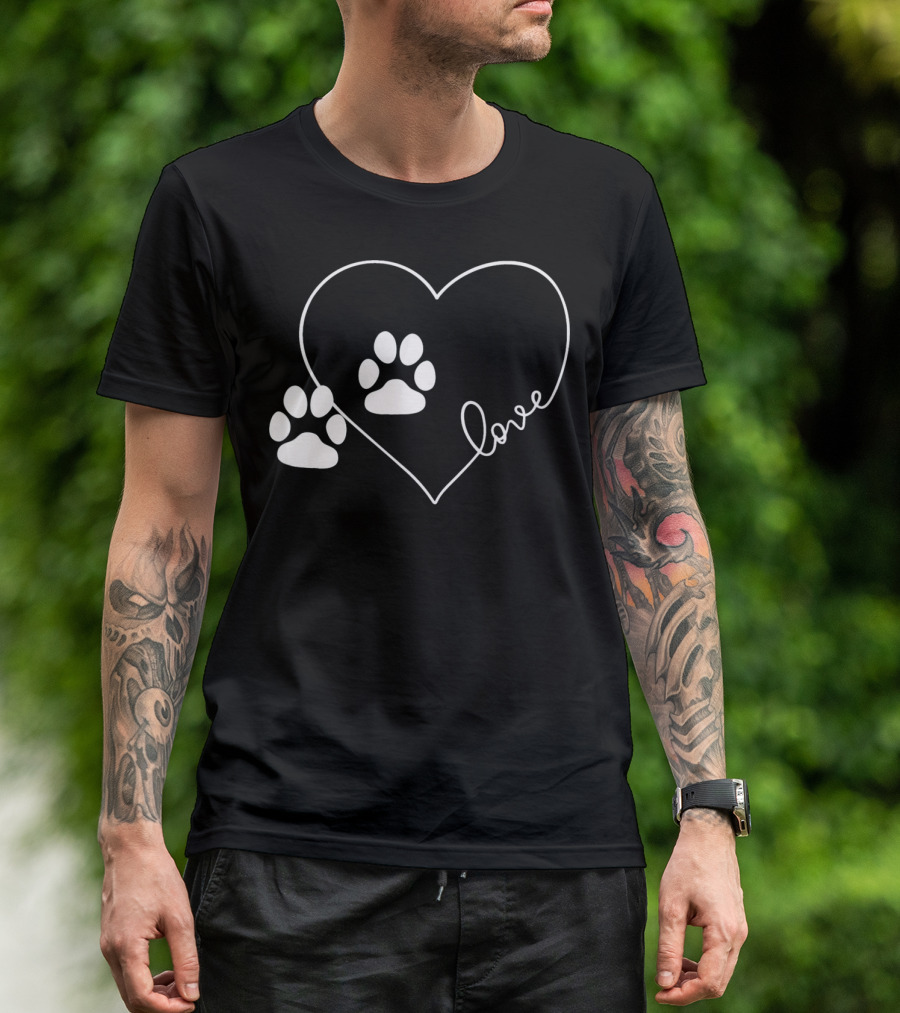 Love Paw Prints Heart T-Shirt