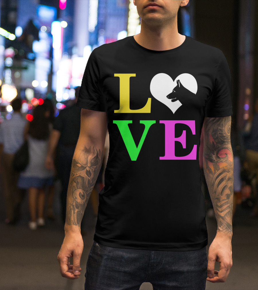 Love German Shepherd Mom Valentines Long Heart T-Shirt