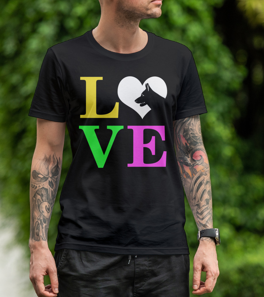 Love German Shepherd Mom Valentines Long Heart T-Shirt
