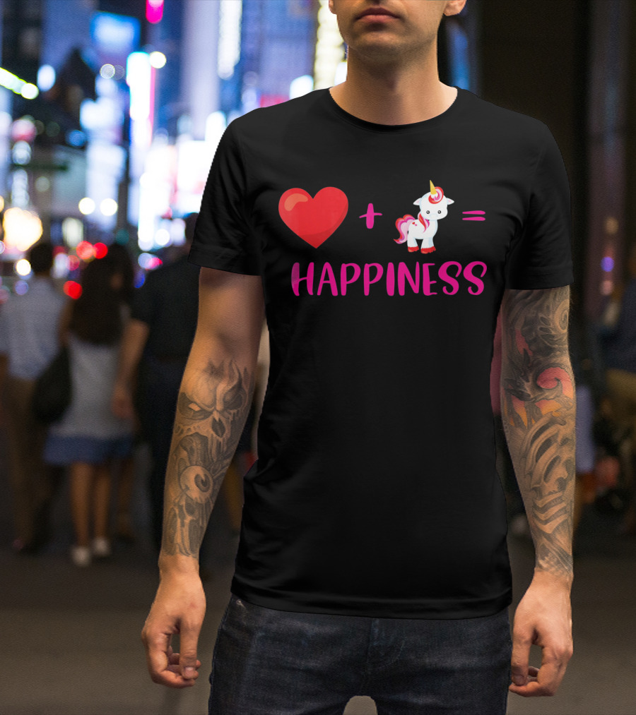 Heart Plus Unicorn Equals Happiness T-Shirt