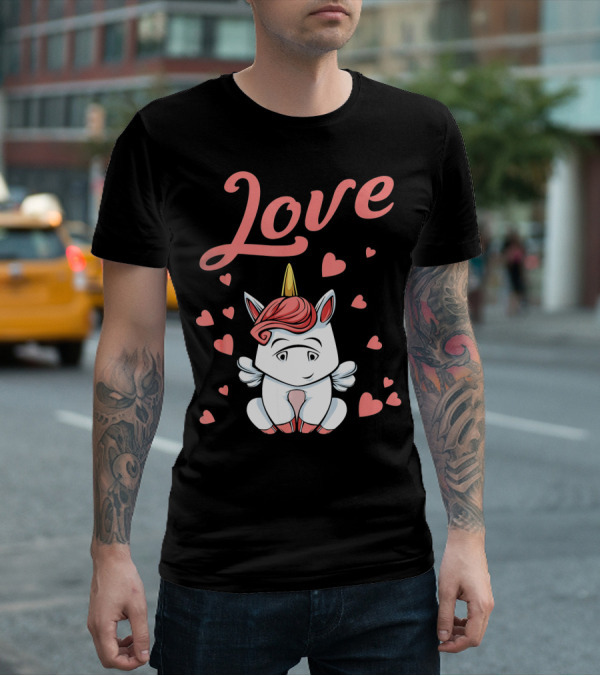 Love Unicorn Funny Valentines Day Hearts T-Shirt