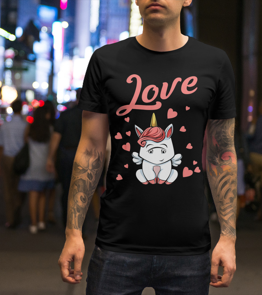 Love Unicorn Funny Valentines Day Hearts T-Shirt