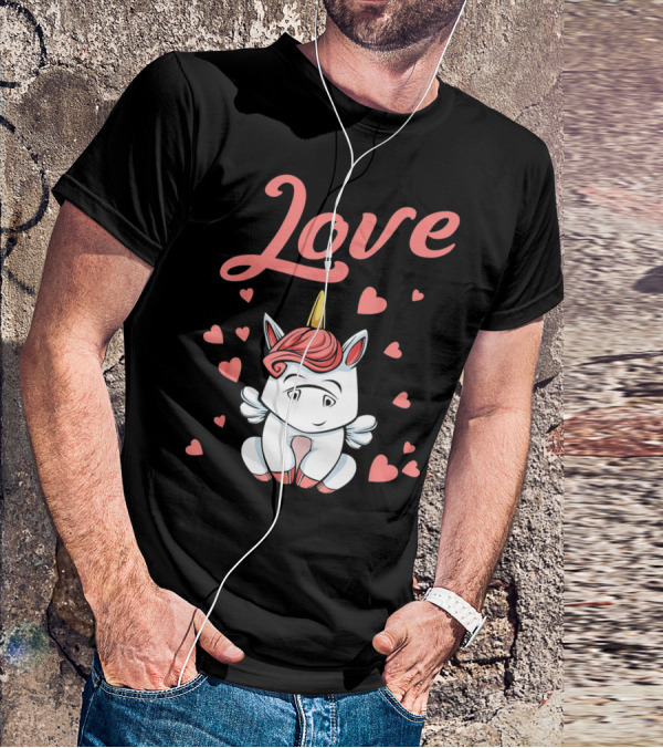 Love Unicorn Funny Valentines Day Hearts T-Shirt