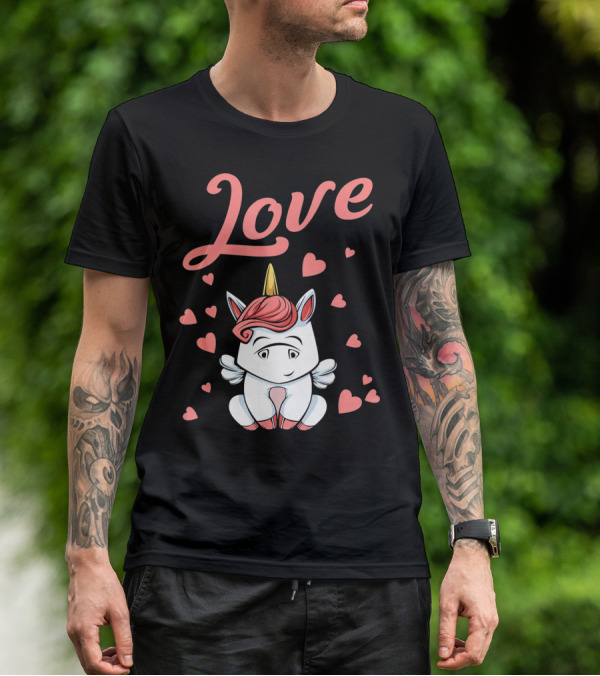 Love Unicorn Funny Valentines Day Hearts T-Shirt