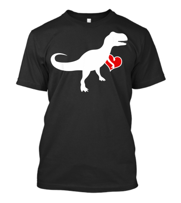 Loveasaurus Dinosaur Holding Heart Valentines T-Shirt