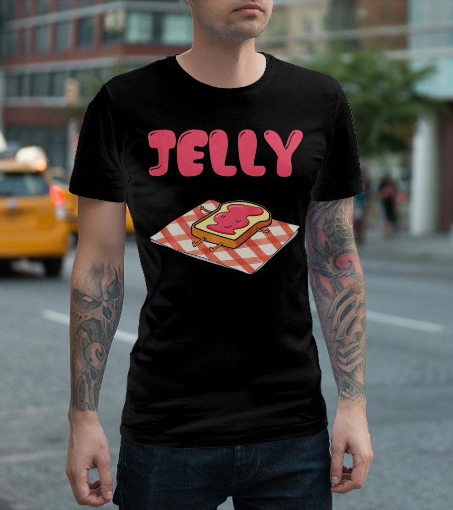 Jelly Sleeping on Toast with Red and White Checkered Blanket T-Shirt