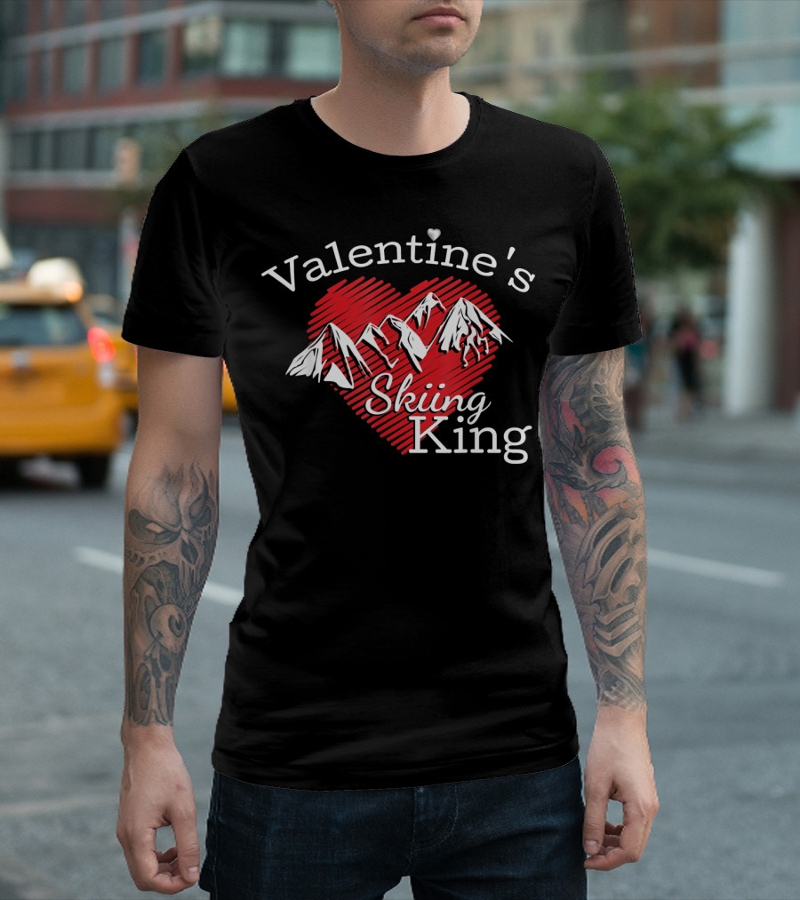 Valentine's Skiing King Across the Mountain T-Shirt