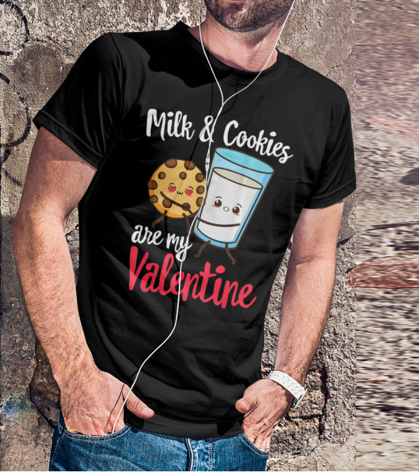 Milk And Cookies Are My Valentine Funny Kawaii Cute Emoji T-Shirt