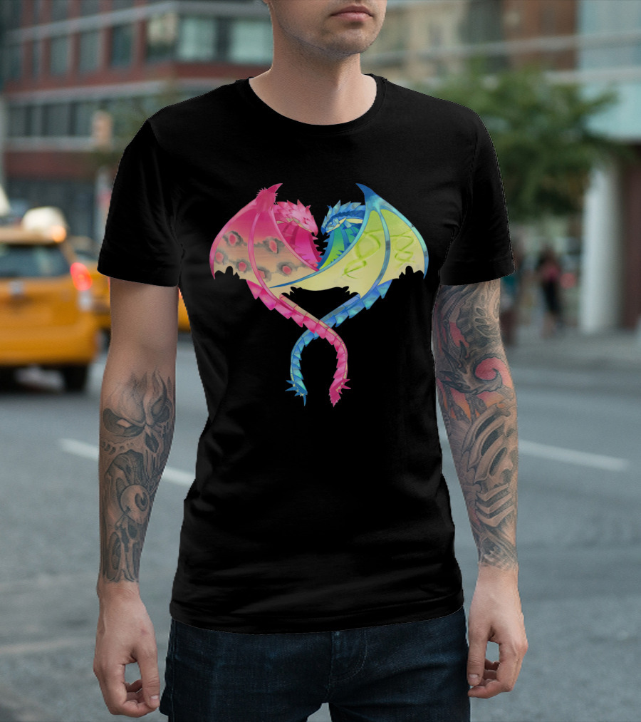 Monster Hunter Valentine Pink and Blue Dragon Heart T-Shirt