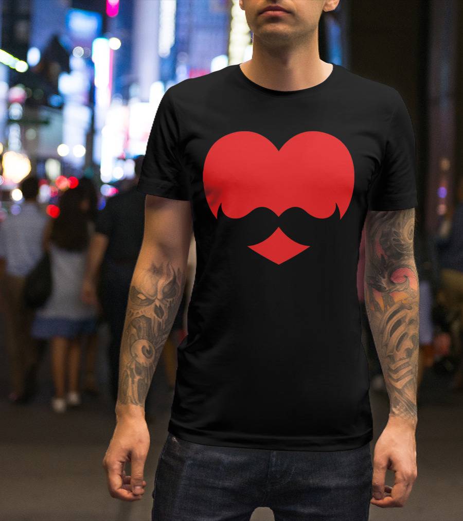 Mustache Heart Valentines Boy Red Mustache Heart T-Shirt