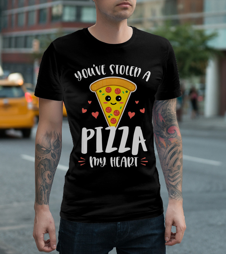 You've Stolen A Pizza My Heart Valentine's Cute Pizza Slice Hearts T-Shirt