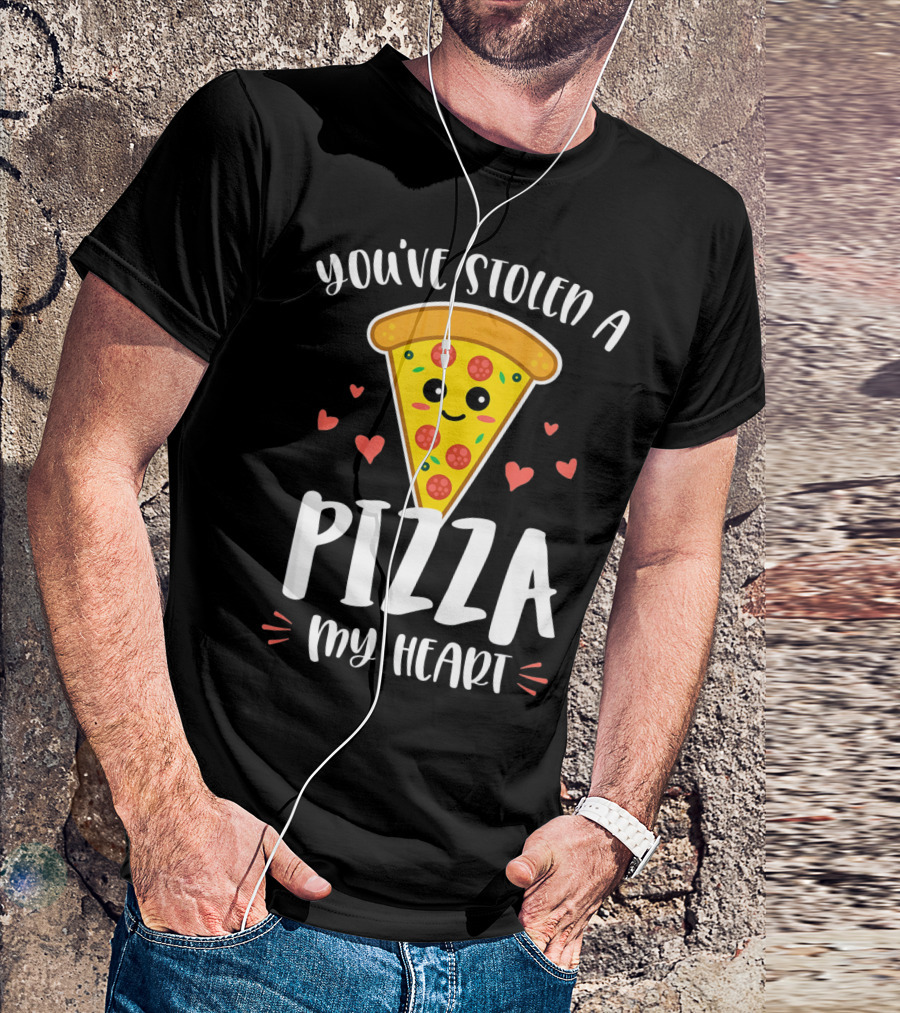 You've Stolen A Pizza My Heart Valentine's Cute Pizza Slice Hearts T-Shirt