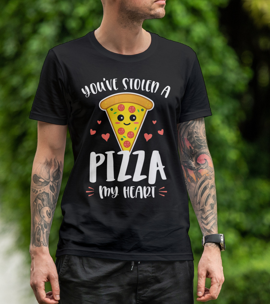 You've Stolen A Pizza My Heart Valentine's Cute Pizza Slice Hearts T-Shirt