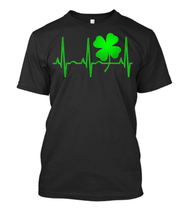 St Patricks Day Irish Shamrock Heartbeat EKG T-Shirt