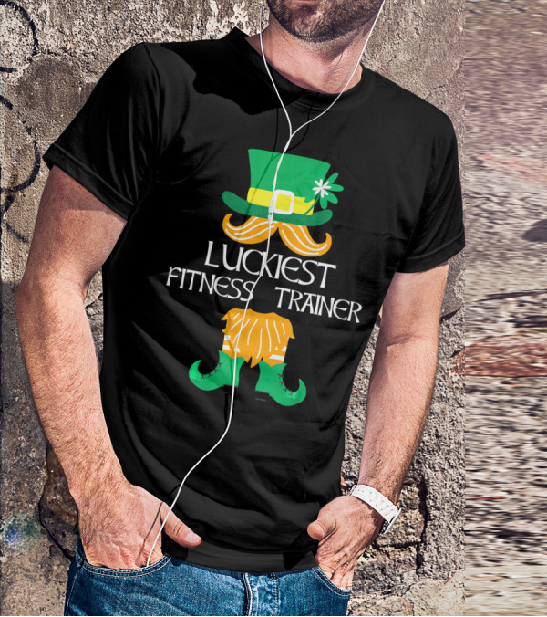 Luckiest Fitness Trainer Leprechaun Shamrock Hat And Boots T-Shirt