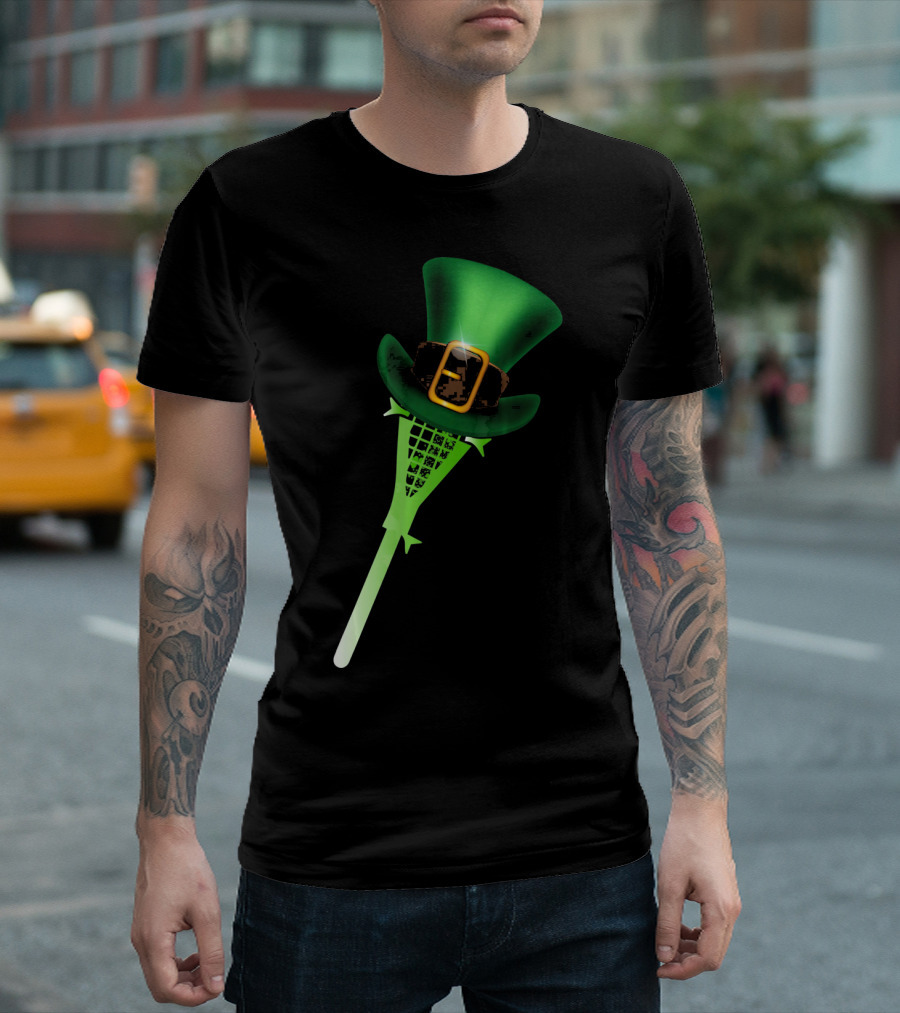 Leprechaun Shamrock Lacrosse Hat St Patricks T-Shirt