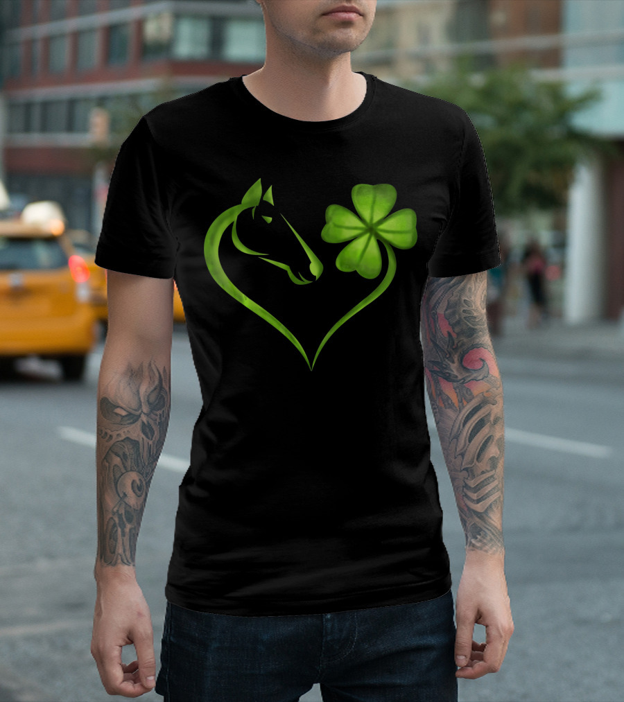 Horse Lucky Clover Heart Shape St. Patrick's Day T-Shirt