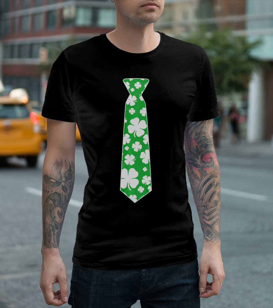 St Patricks Day Irish Shamrock Green Tie T-Shirt