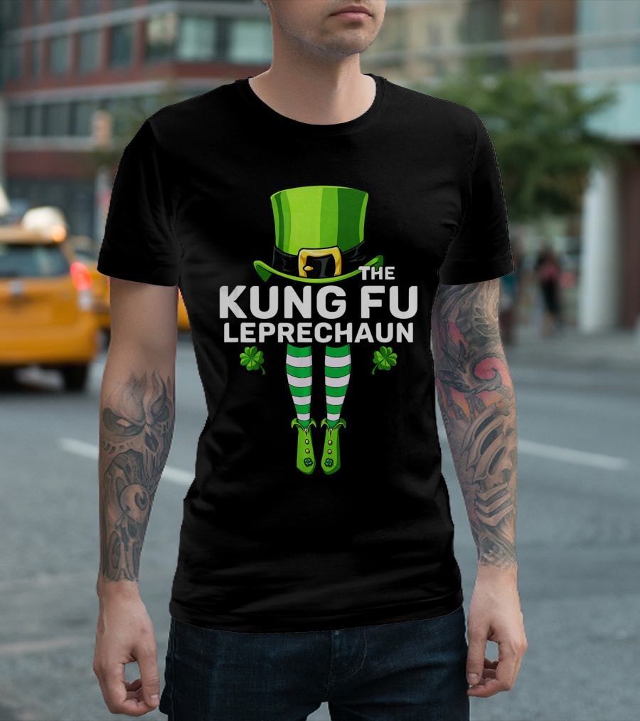 THE KUNG FU LEPRECHAUN Shamrock Legs Hat T-Shirt