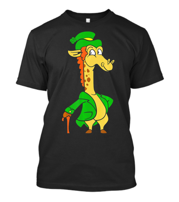 Funny Cool St. Patricks Day Giraffe Iris Leprechaun T-Shirt