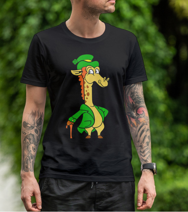 Funny Cool St. Patricks Day Giraffe Iris Leprechaun T-Shirt