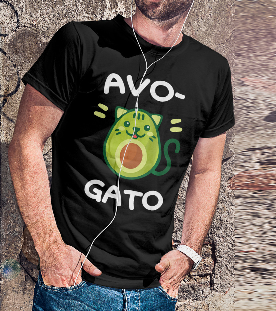 AvoGato Funny Avocado And Cat Lover Vege Avocado Cat Cartoon T-Shirt