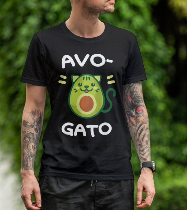 AvoGato Funny Avocado And Cat Lover Vege Avocado Cat Cartoon T-Shirt