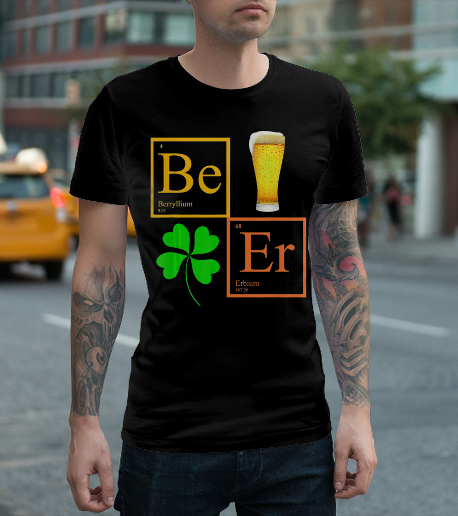 Beer Elements Beryllium Erbium Shamrock Glass T-Shirt