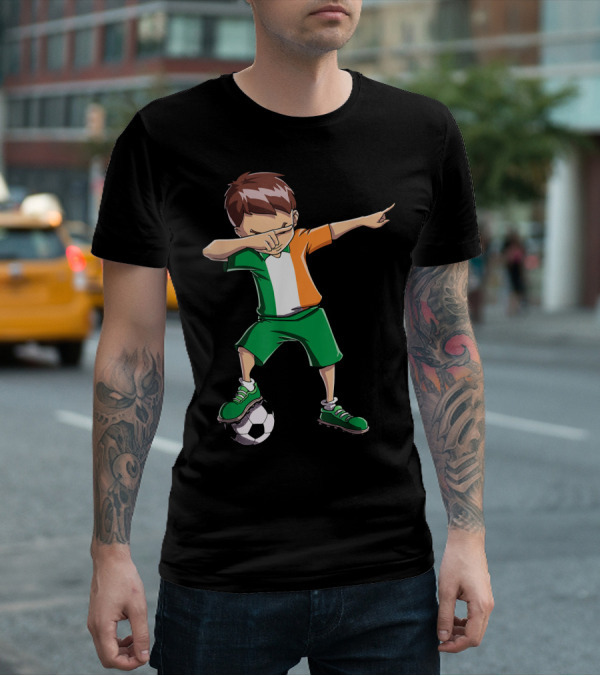 Ireland Soccer Dabbing Boy Football Player T-Shirt