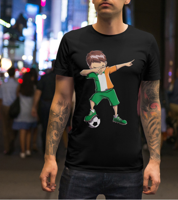 Ireland Soccer Dabbing Boy Football Player T-Shirt