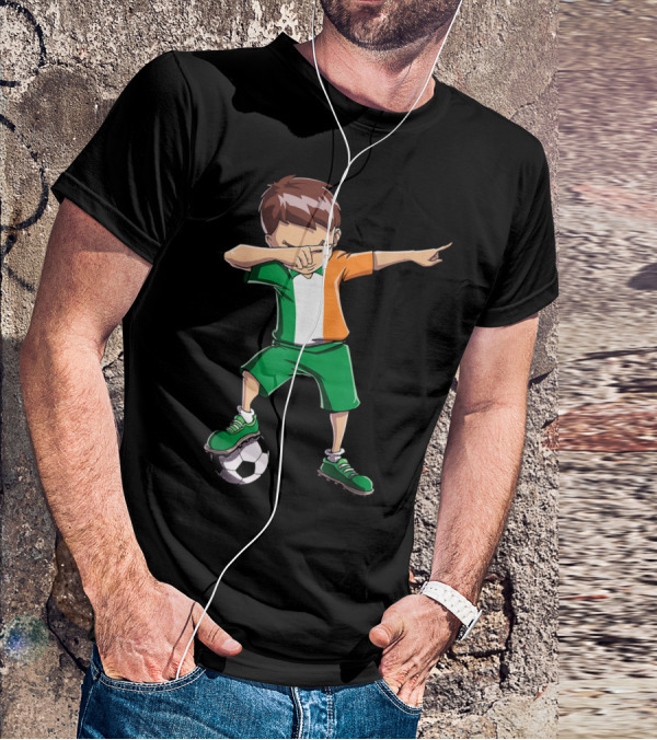 Ireland Soccer Dabbing Boy Football Player T-Shirt