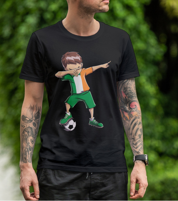 Ireland Soccer Dabbing Boy Football Player T-Shirt