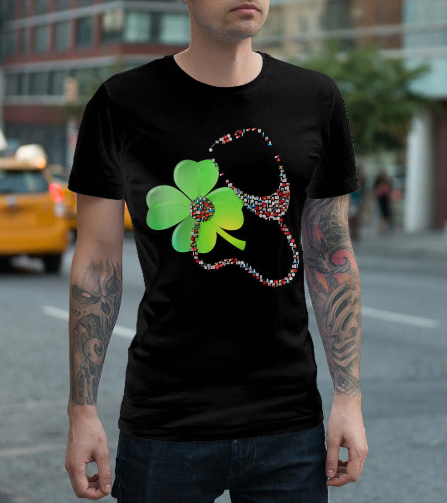 Shamrock Saint Patrick's Day Nurse Stethoscope Emoji Icons T-Shirt