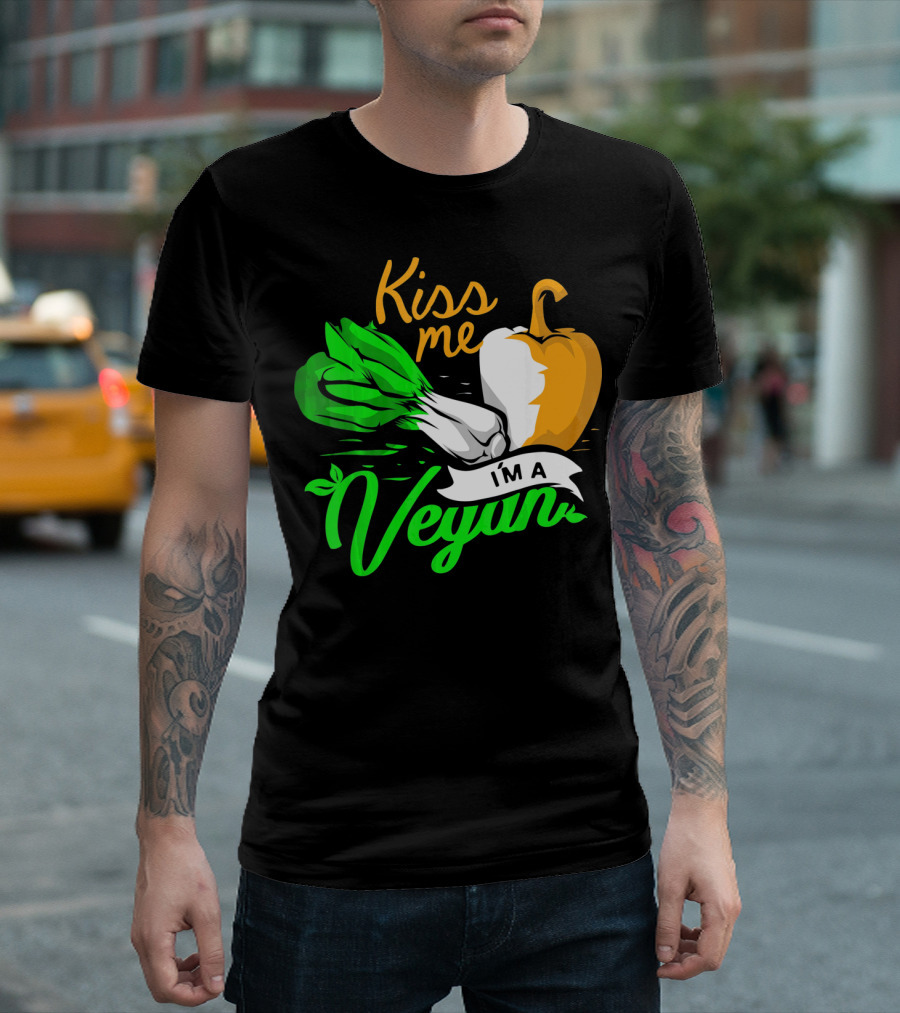 Kiss Me I'm A Vegan St. Patrick's Day Bell Pepper and Green Onions T-Shirt