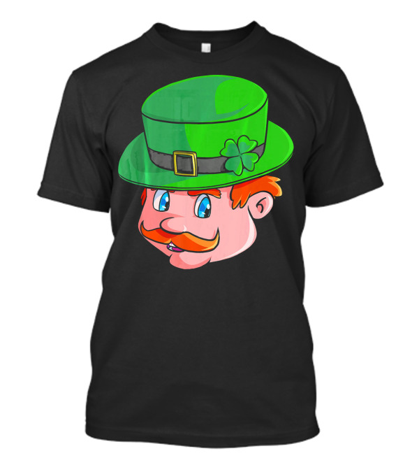 Leprechaun Face With Green Hat And Shamrock T-Shirt
