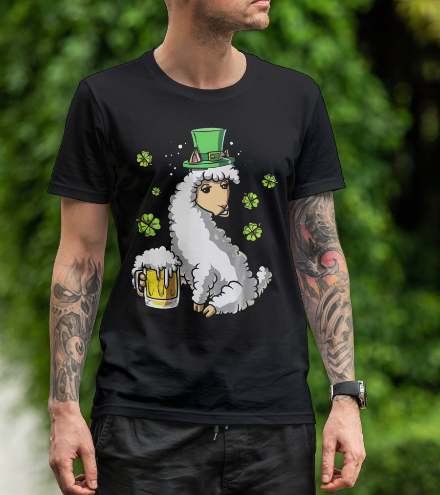 Leprechaun Sheep With Beer And Shamrocks T-Shirt