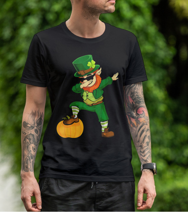 Thanksgiving Leprechaun Dabbing With Pumpkin T-Shirt