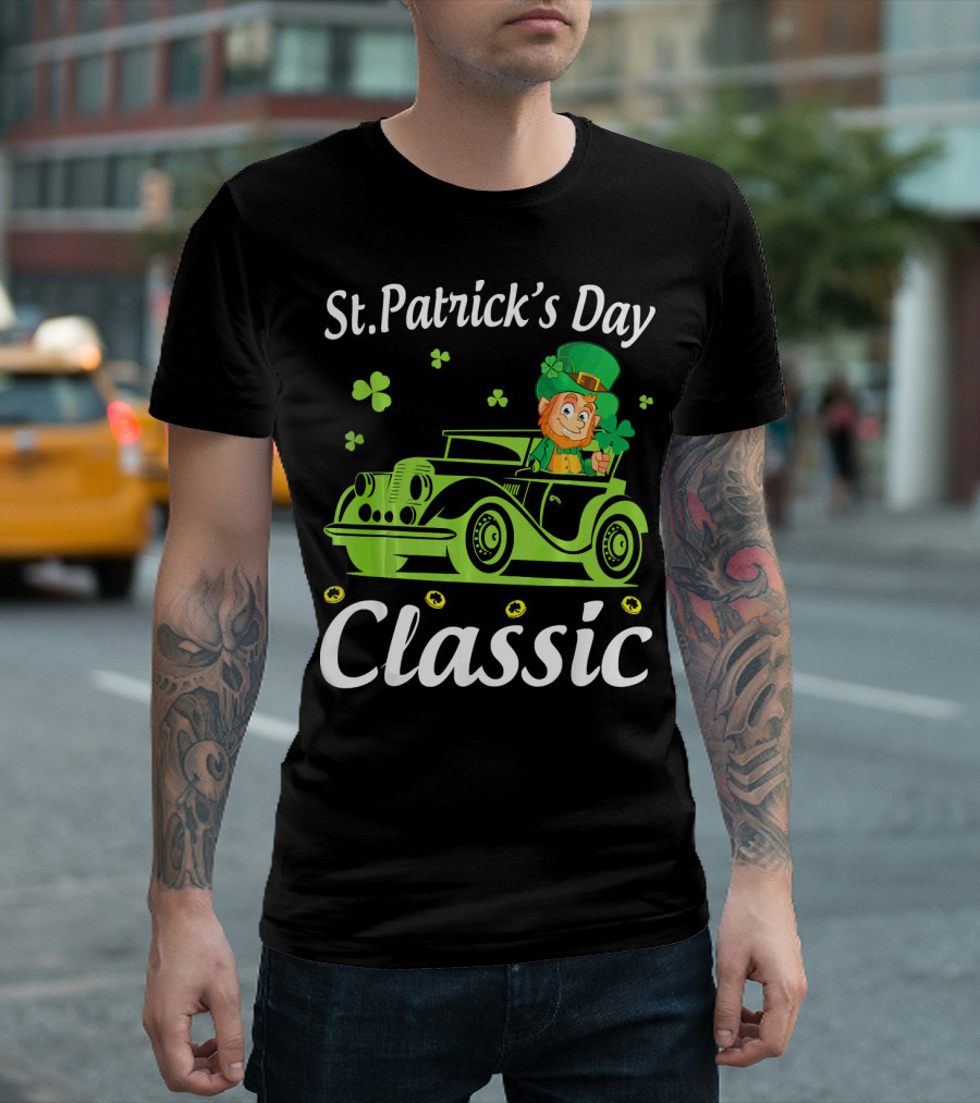 St. Patrick's Day Classic Leprechaun Drive Car Around Shamrocks T-Shirt