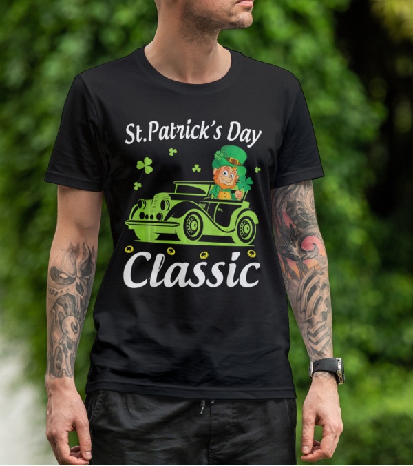 St. Patrick's Day Classic Leprechaun Drive Car Around Shamrocks T-Shirt