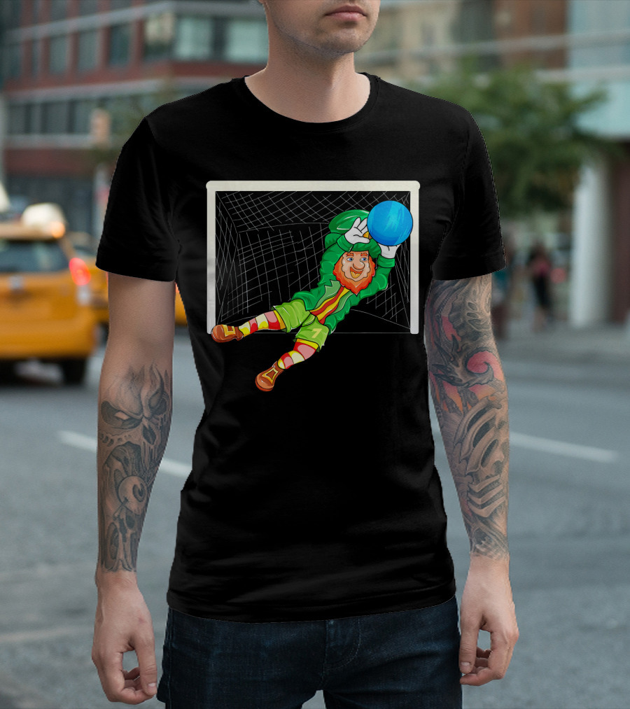 Football Soccer Keeper Leprechaun St Patrick's Goal Save T-Shirt