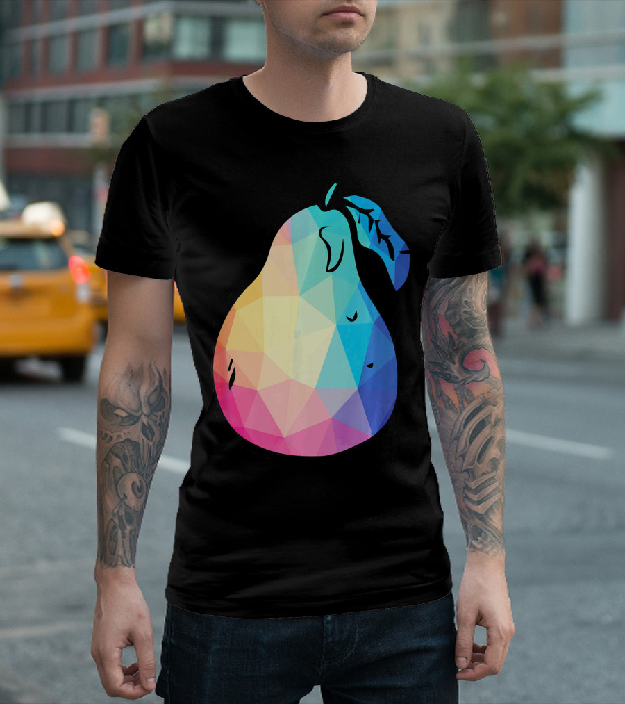 Low Poly Pear Vegetarian and Fru Geometric Colorful Polygon T-Shirt