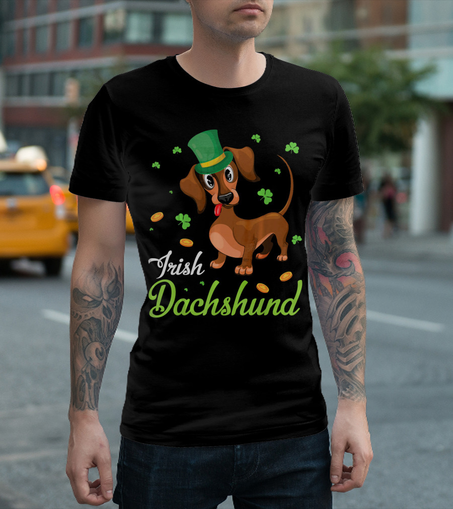Irish Dachshund With Shamrocks And Coins T-Shirt
